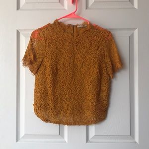 Mustard Yellow Lace Crop Top